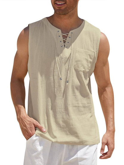 ALBI | Camiseta de tirantes de lino con cuello en V