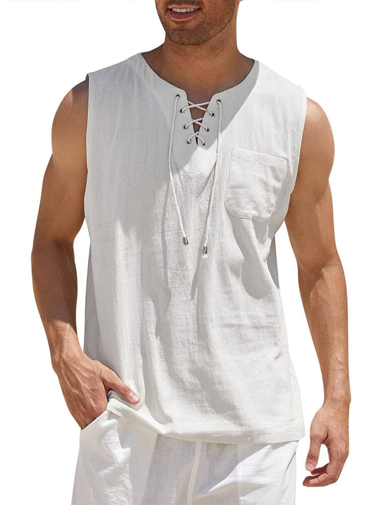 ALBI | Camiseta de tirantes de lino con cuello en V
