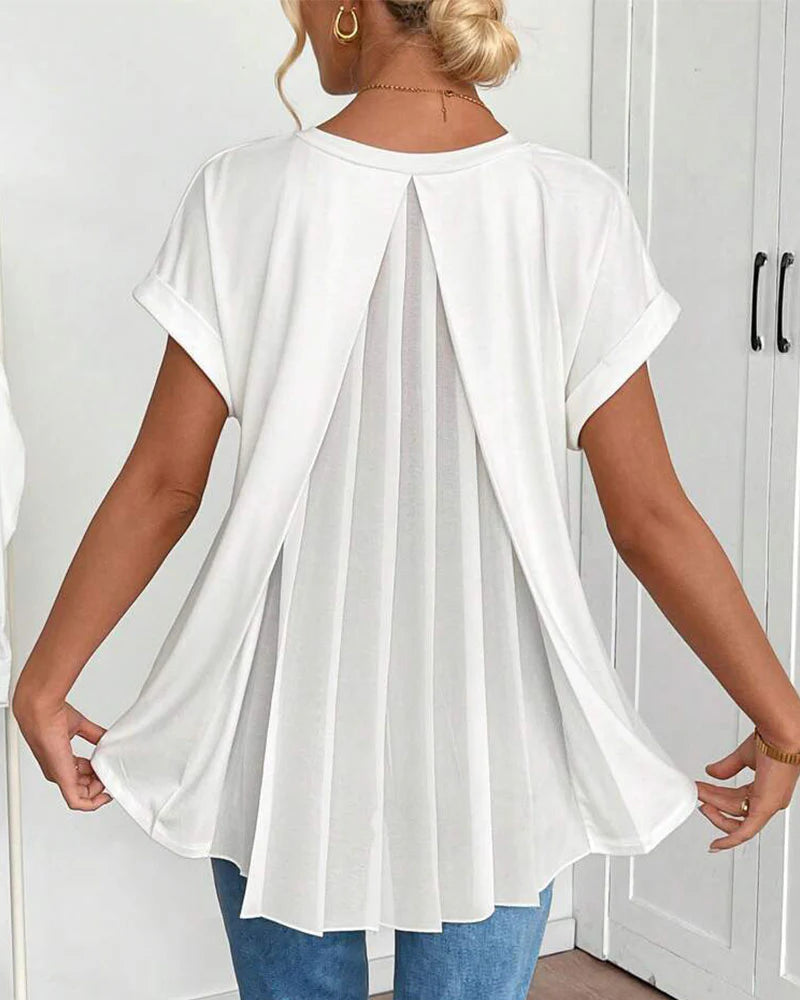 Camiseta de manga corta lisa con diseño de retazos ALBI - Camisetas de manga corta - foto principal