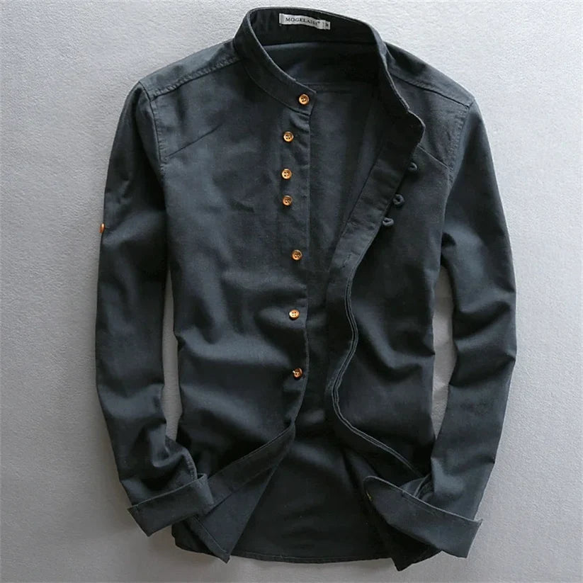 Camisa de lino con cuello redondo ALBI - Camisas - imagen 13