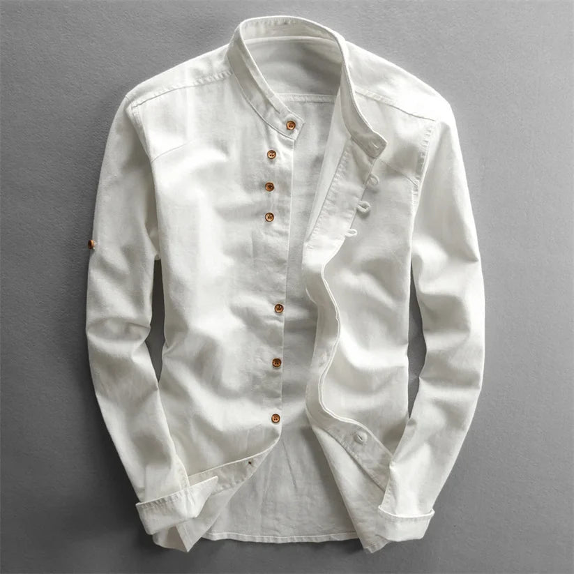 Camisa de lino con cuello redondo ALBI - Camisas - imagen 15