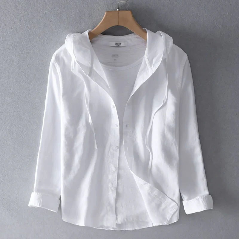 Camisa de lino con capucha y botones ALBI - Camisas - imagen 10