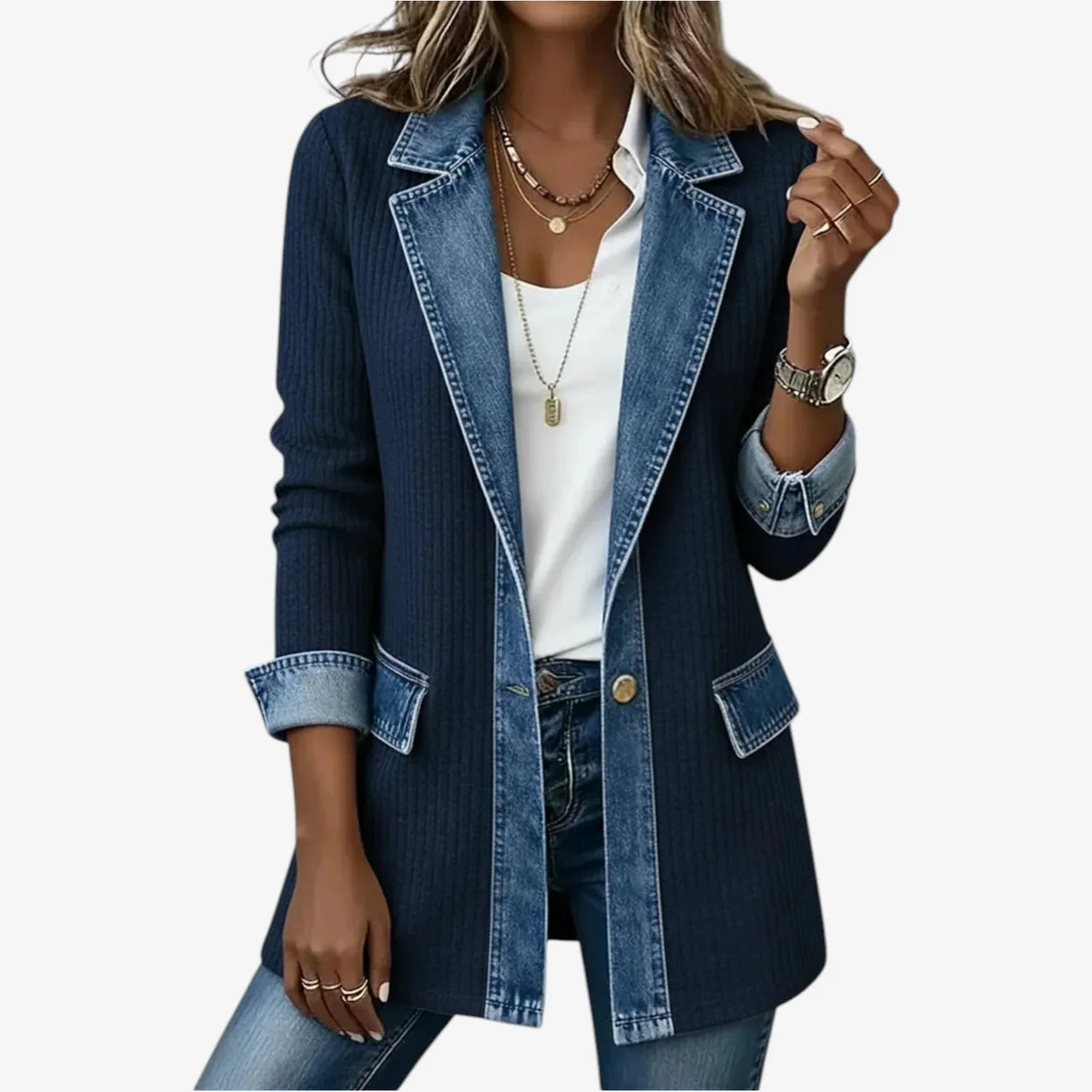 Chaqueta vaquera casual ALBI - Cazadoras vaqueras - puesto en modelo