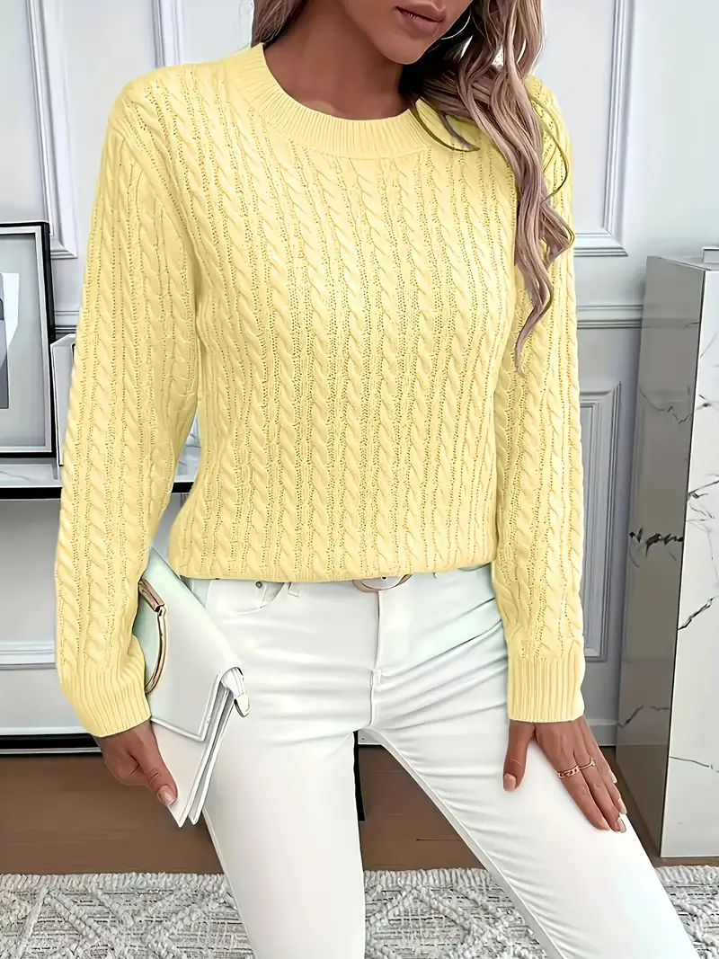 Cómodo jersey de punto trenzado ALBI - Suéteres - color amarillo - imagen 20