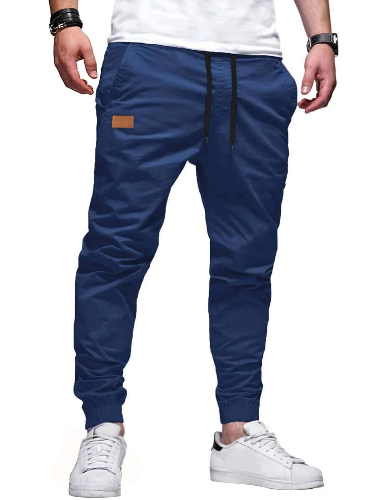 Pantalones casuales rectos con tejido elástico ALBI - color azul - vista de conjunto