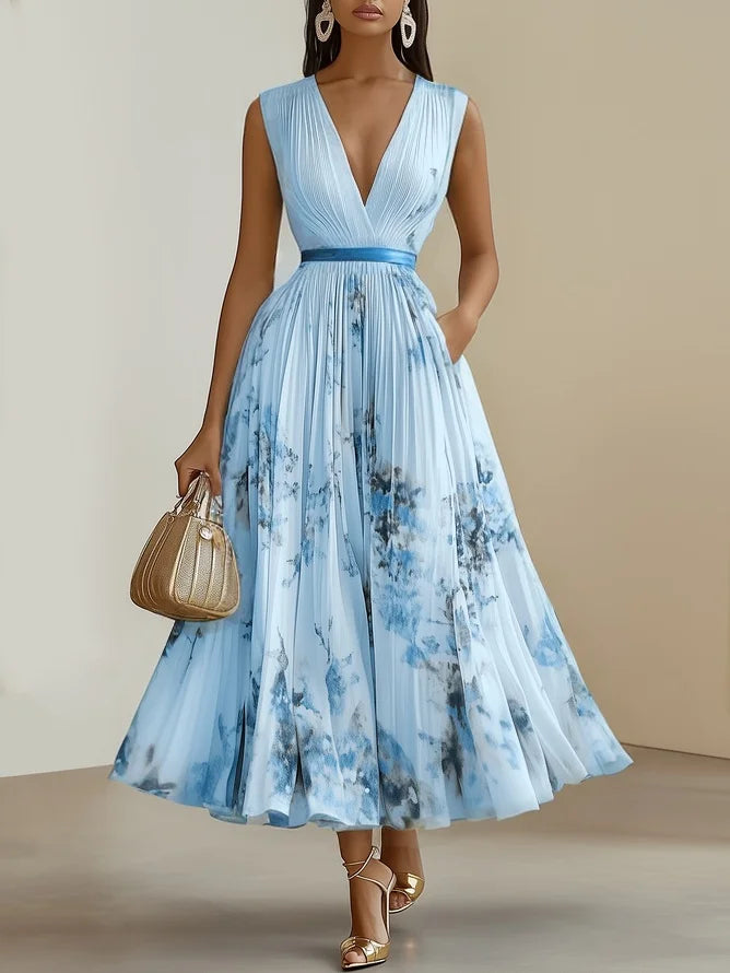 Elegante vestido con estampado floral ALBI - Vestidos - detalle de tejido