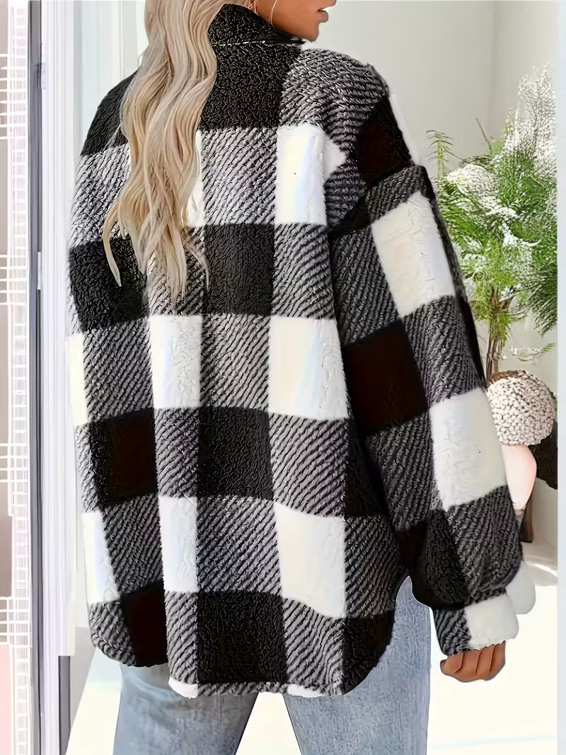 Cómoda chaqueta de forro polar a cuadros ALBI - Chaquetas y abrigos - vista de conjunto