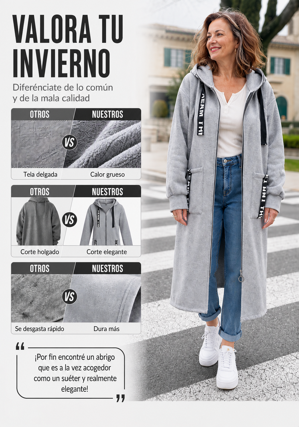 ALBI | 💃Abrigo tipo sudadera con capucha oversize para mujer