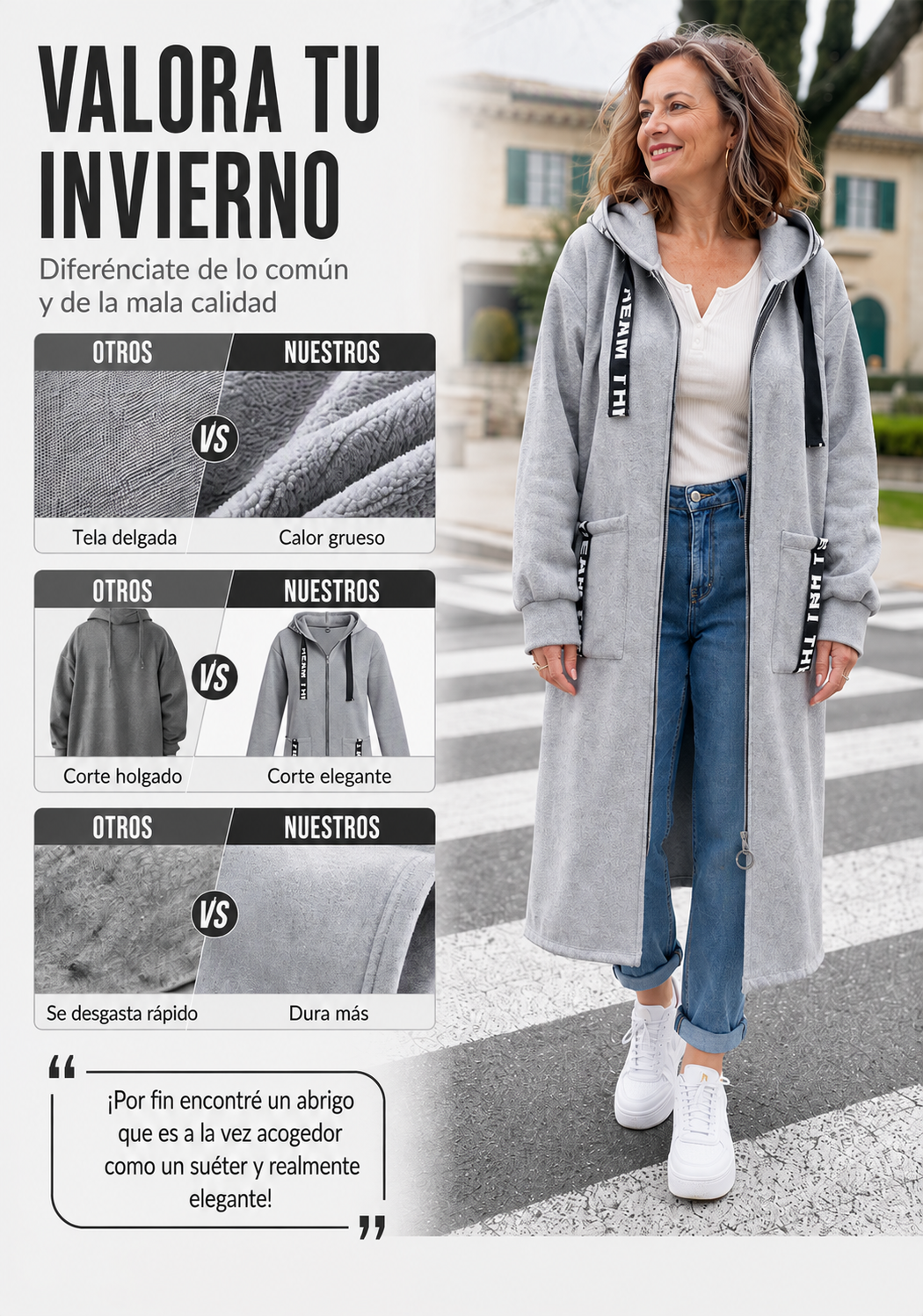 ALBI | 💃Abrigo tipo sudadera con capucha oversize para mujer