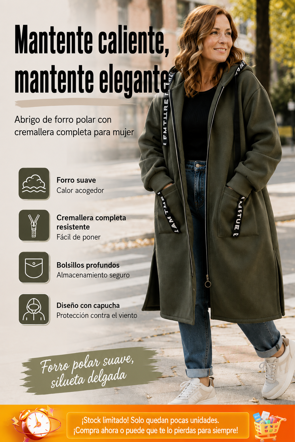 ALBI | 💃Abrigo tipo sudadera con capucha oversize para mujer