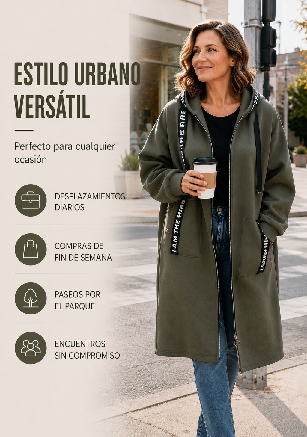 ALBI | 💃Abrigo tipo sudadera con capucha oversize para mujer