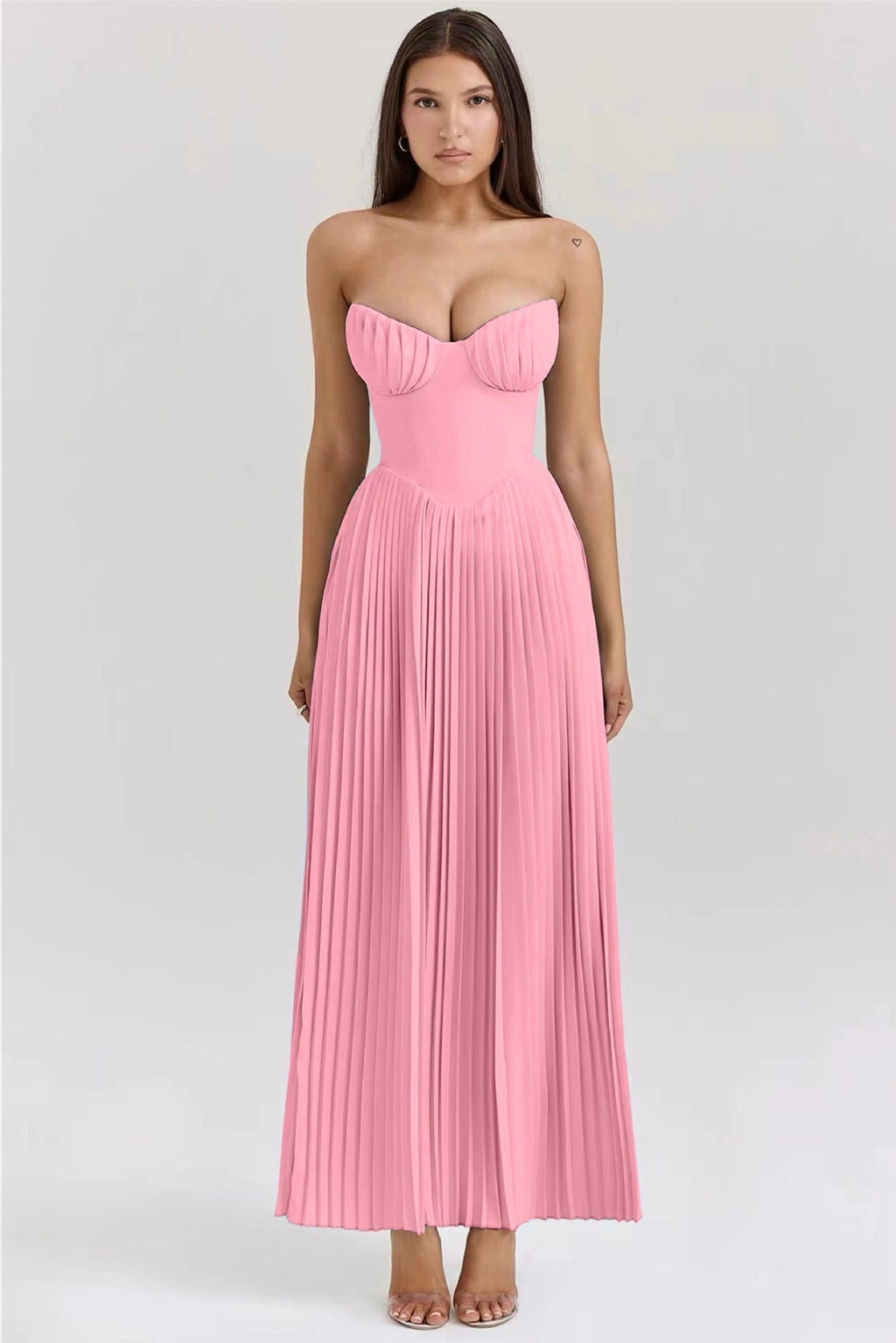 Lujoso vestido largo con una caída suave ALBI - Vestidos - detalle de tejido