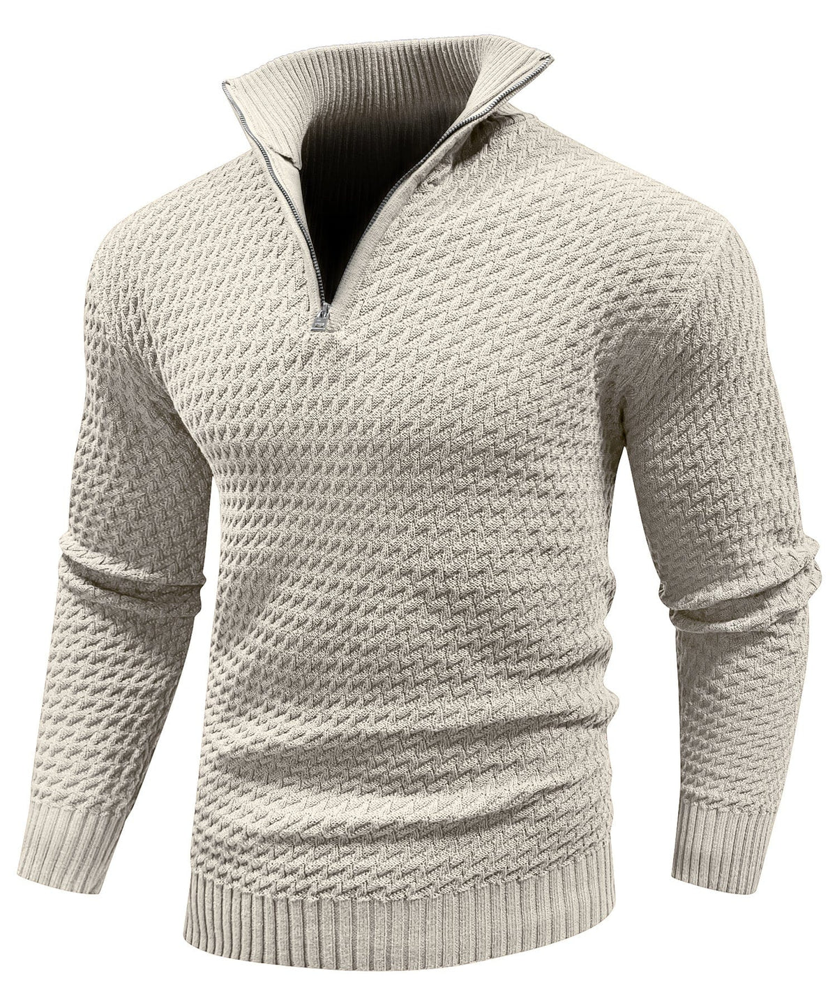 Jersey de cuello alto con cremallera ALBI - color caqui - vista de conjunto