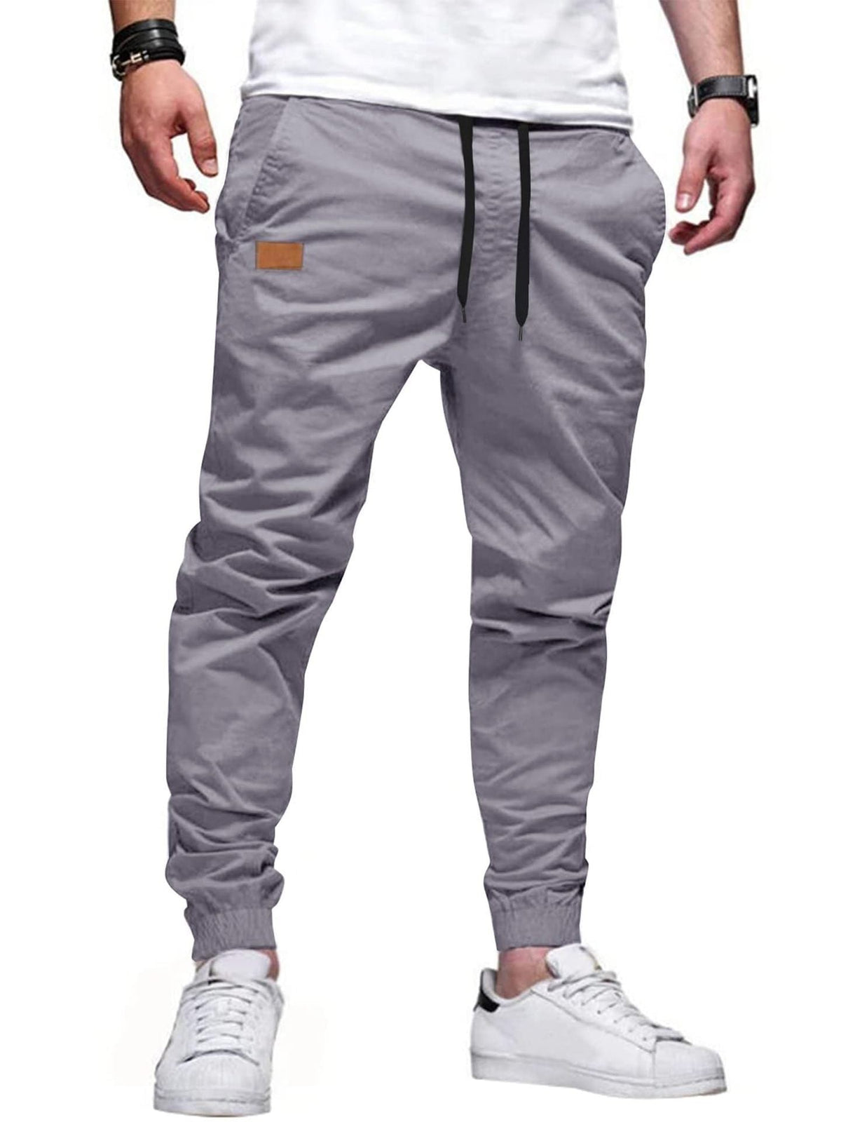 Pantalones casuales rectos con tejido elástico ALBI - color gris - vista trasera