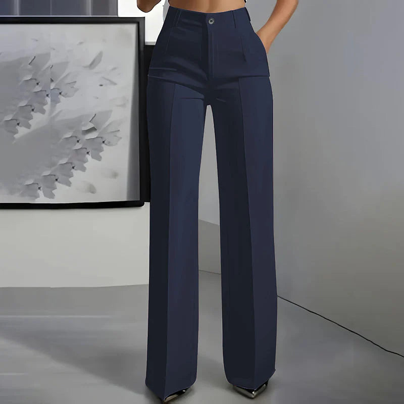 Pantalones de vestir de cintura alta para mujer ALBI - puesto en modelo