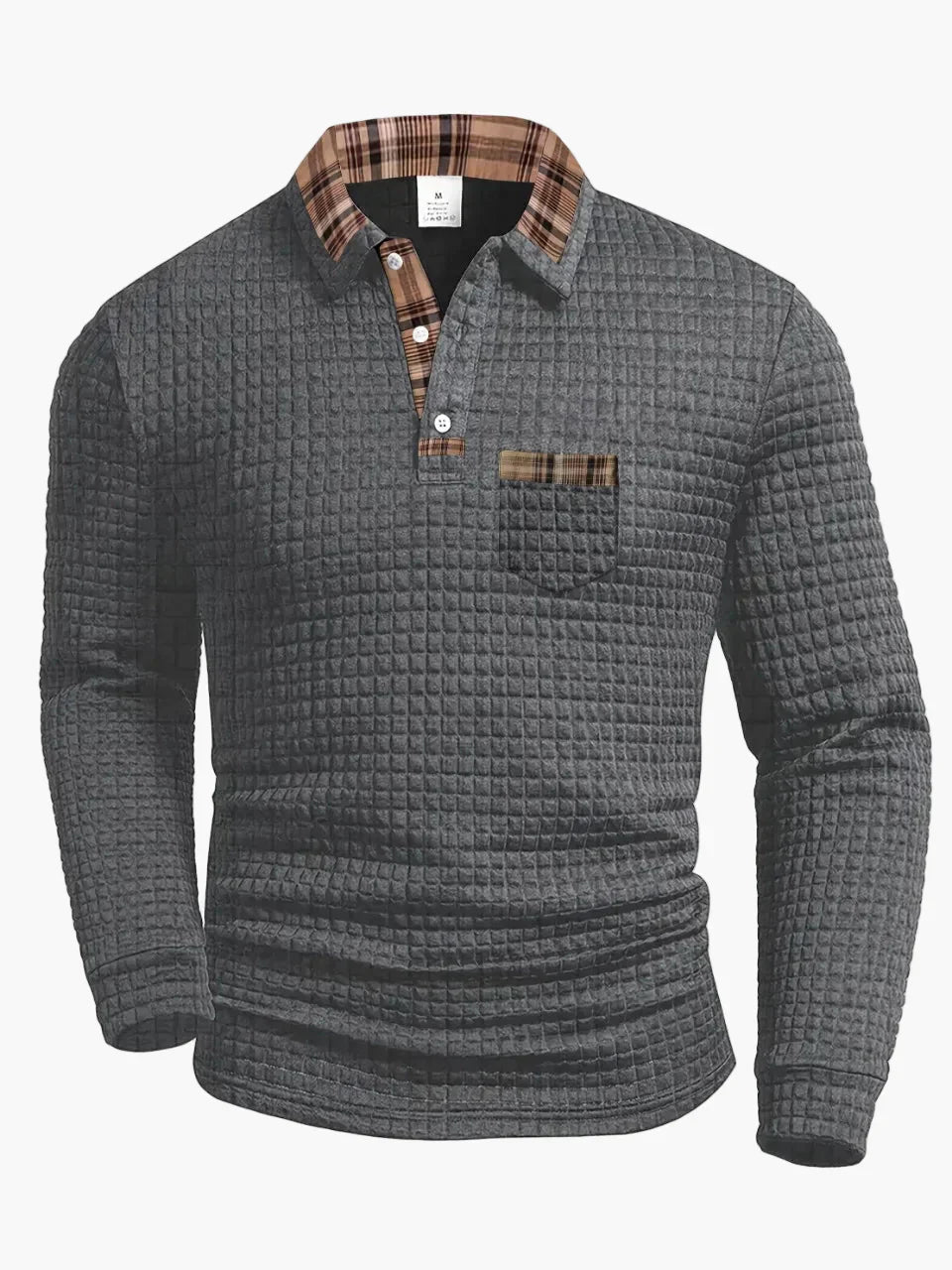 Polo de manga larga con diseño acolchado ALBI - puesto en modelo
