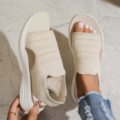 👡🌬️ALBI |  Sandalias de plataforma de punto transpirable con tira en el talón