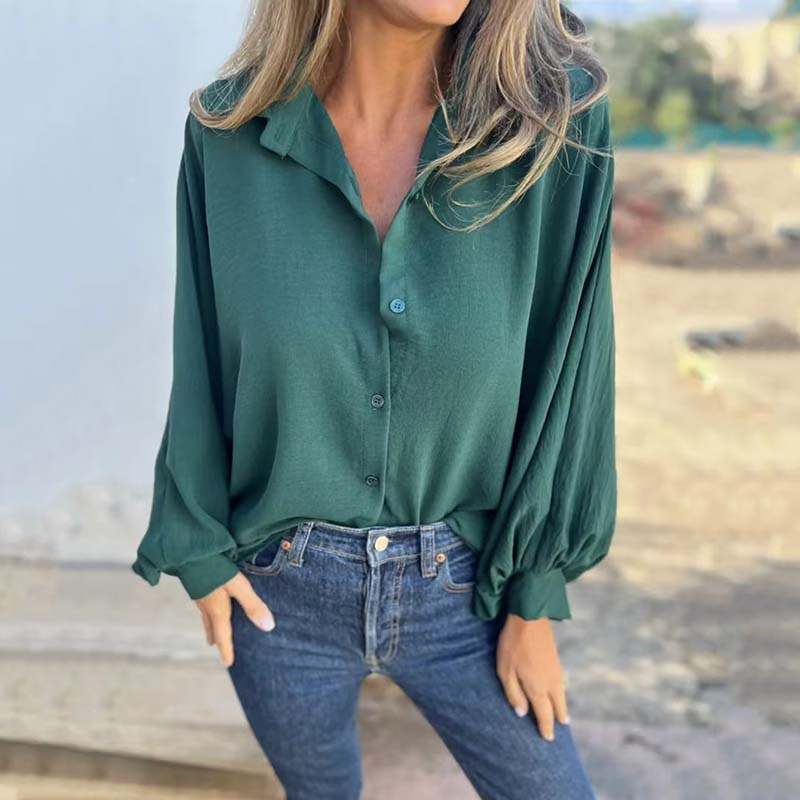 Elegante blusa de mujer con cierre de botones ALBI - Blusas - detalle de tejido