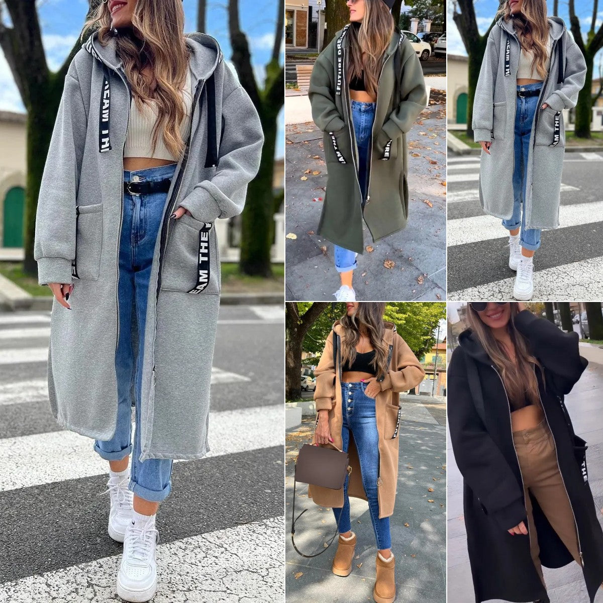 ALBI | 💃Abrigo tipo sudadera con capucha oversize para mujer