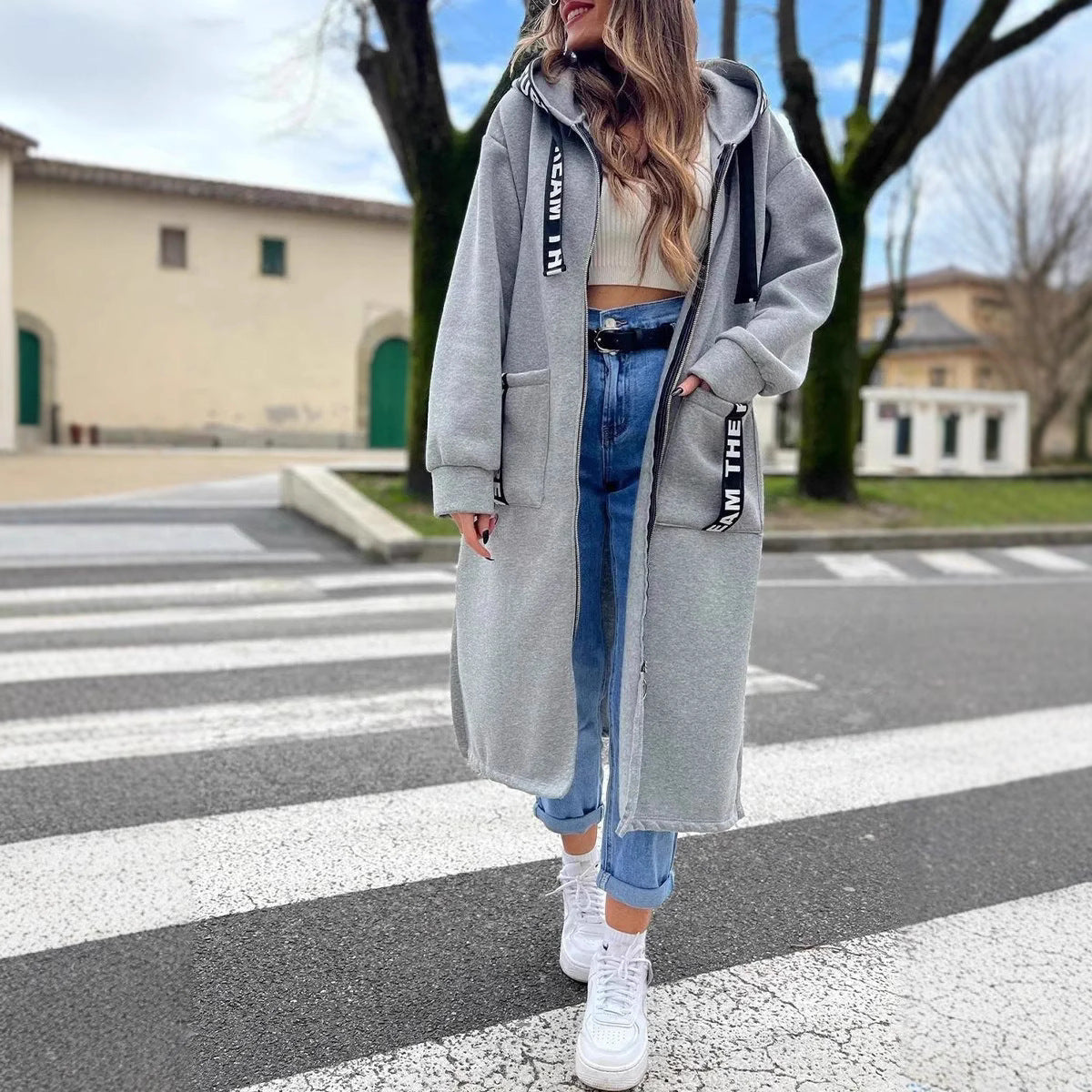 ALBI | 💃Abrigo tipo sudadera con capucha oversize para mujer