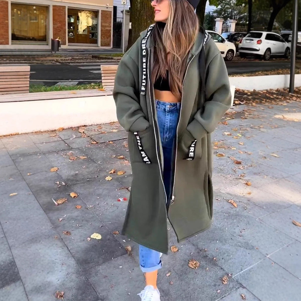 ALBI | 💃Abrigo tipo sudadera con capucha oversize para mujer