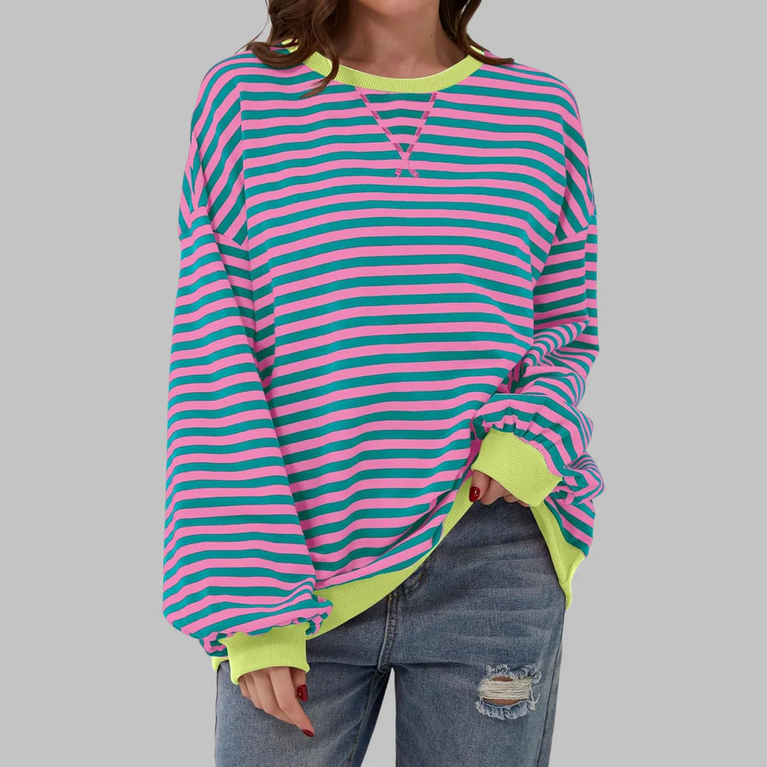 Sudadera a rayas de manga larga y cuello redondo ALBI - Sudaderas - foto principal