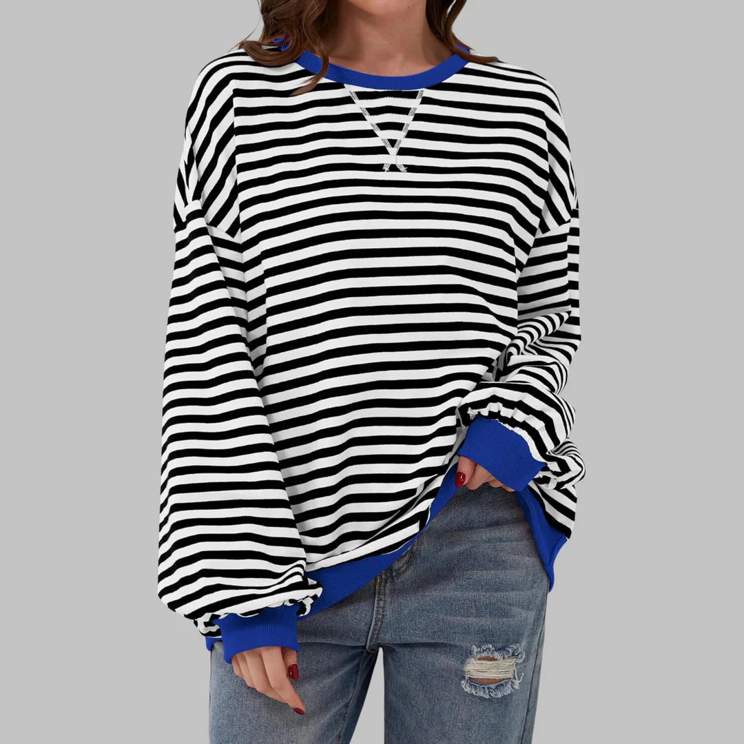 Sudadera a rayas de manga larga y cuello redondo ALBI - Sudaderas - vista frontal