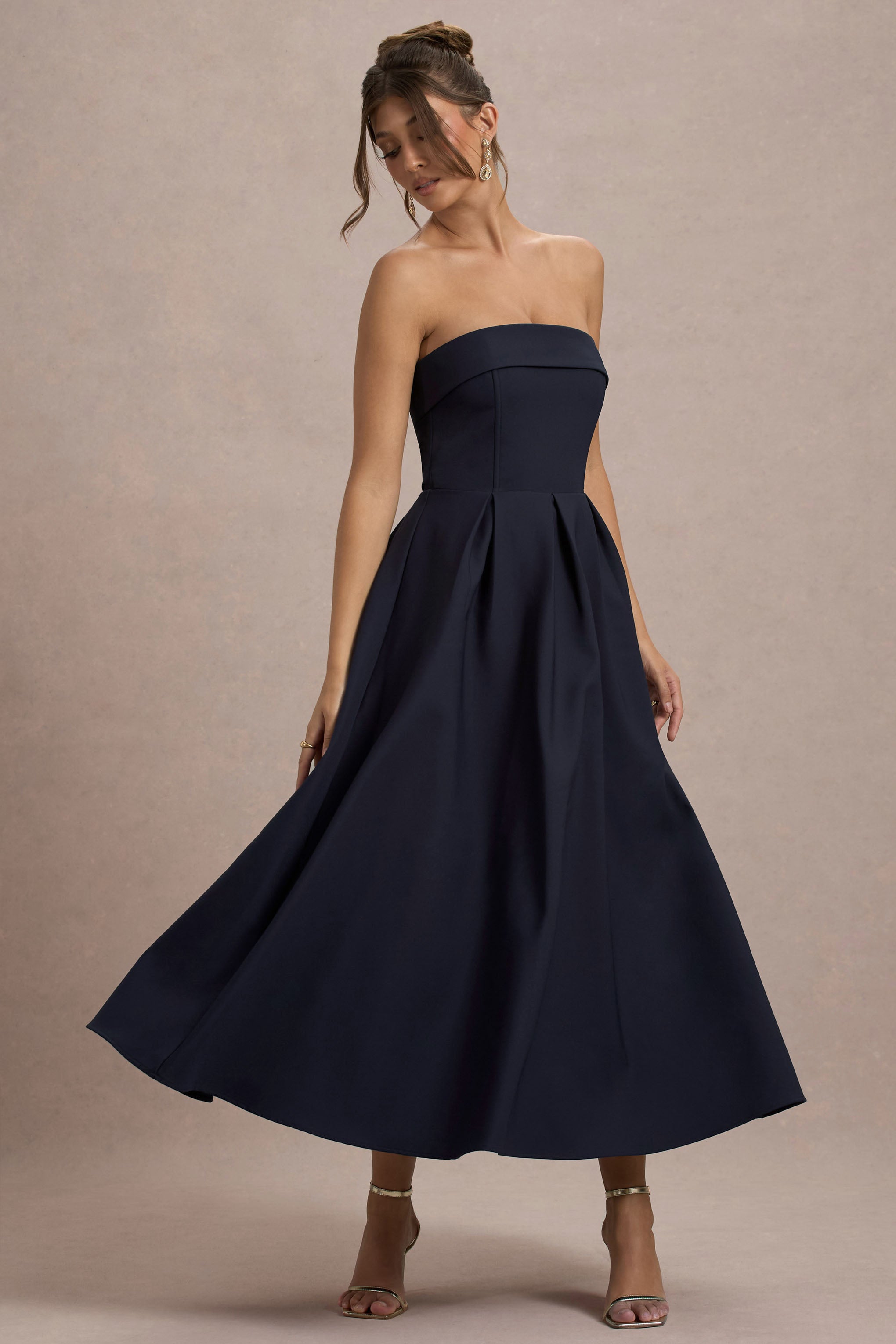 Elegante vestido midi con escote sin hombros ALBI - Vestidos - imagen 19