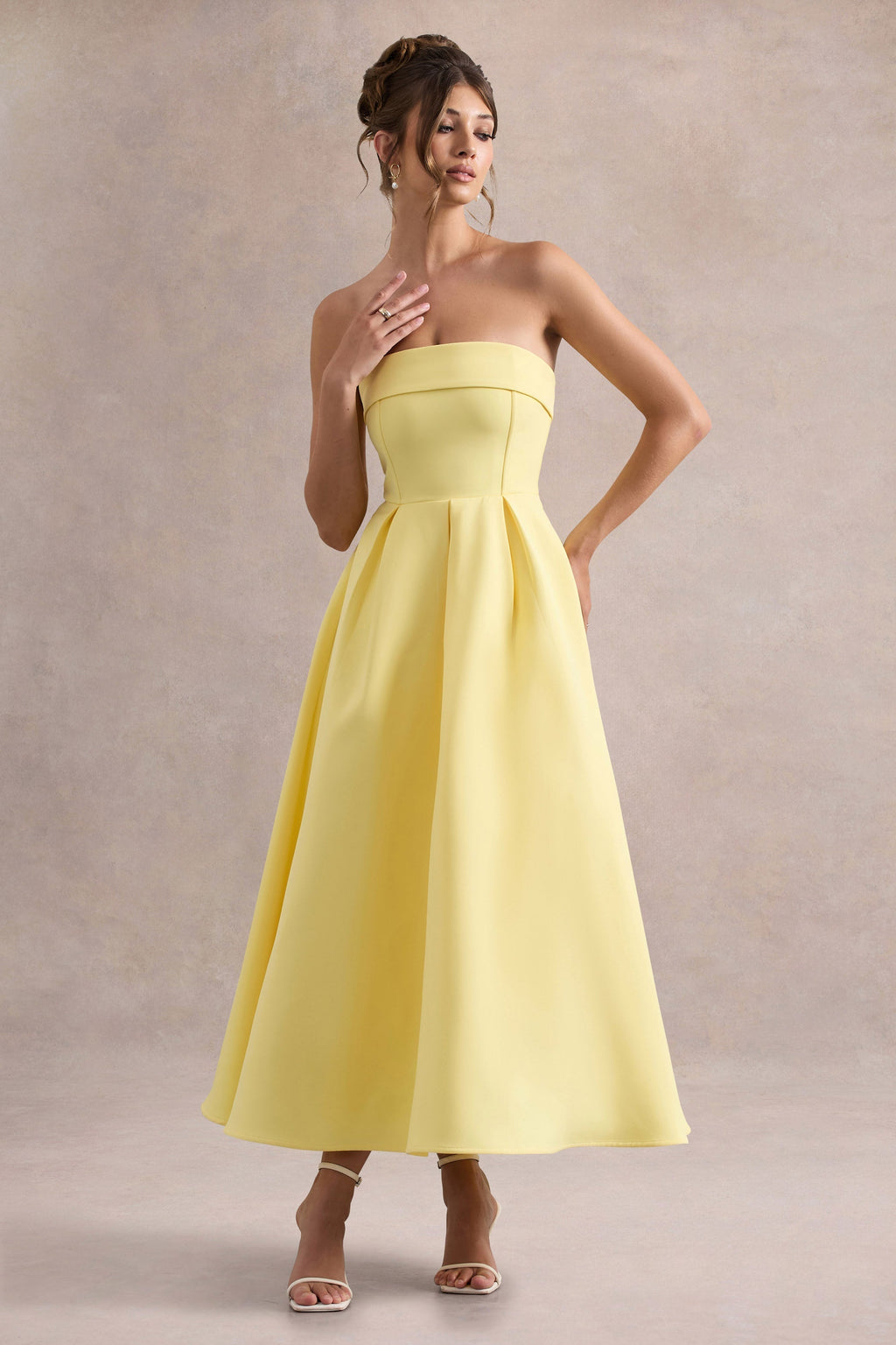 Elegante vestido midi con escote sin hombros ALBI - Vestidos - vista trasera