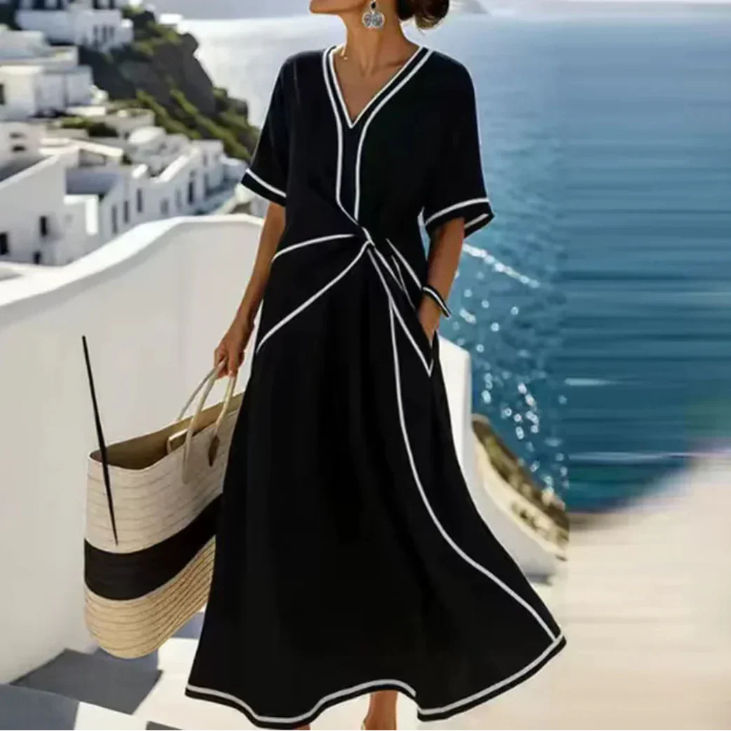 Vestido suelto y elegante ALBI - Vestidos - detalle de tejido