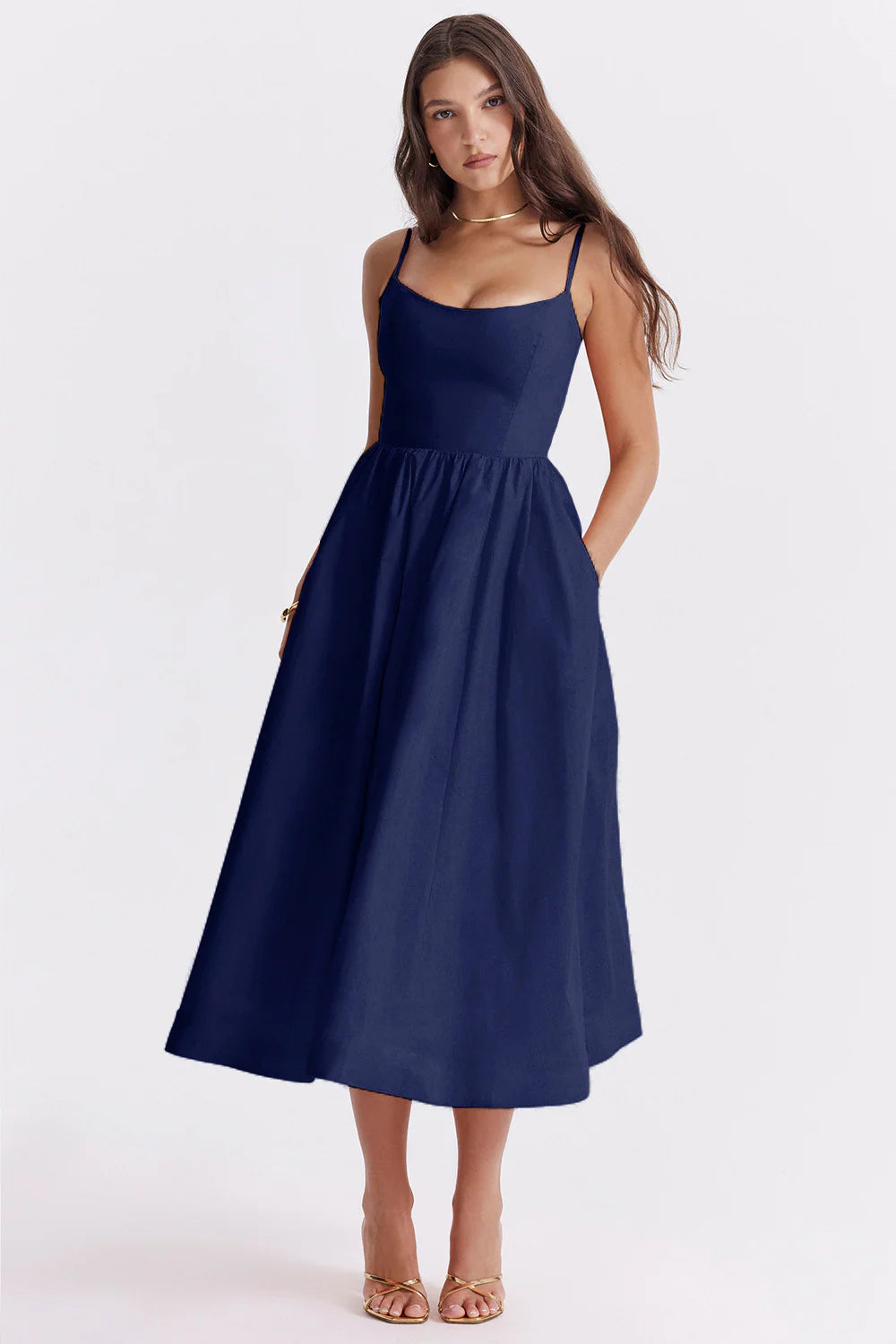 Elegante vestido midi de verano con corte corsé ALBI - Vestidos - imagen 15