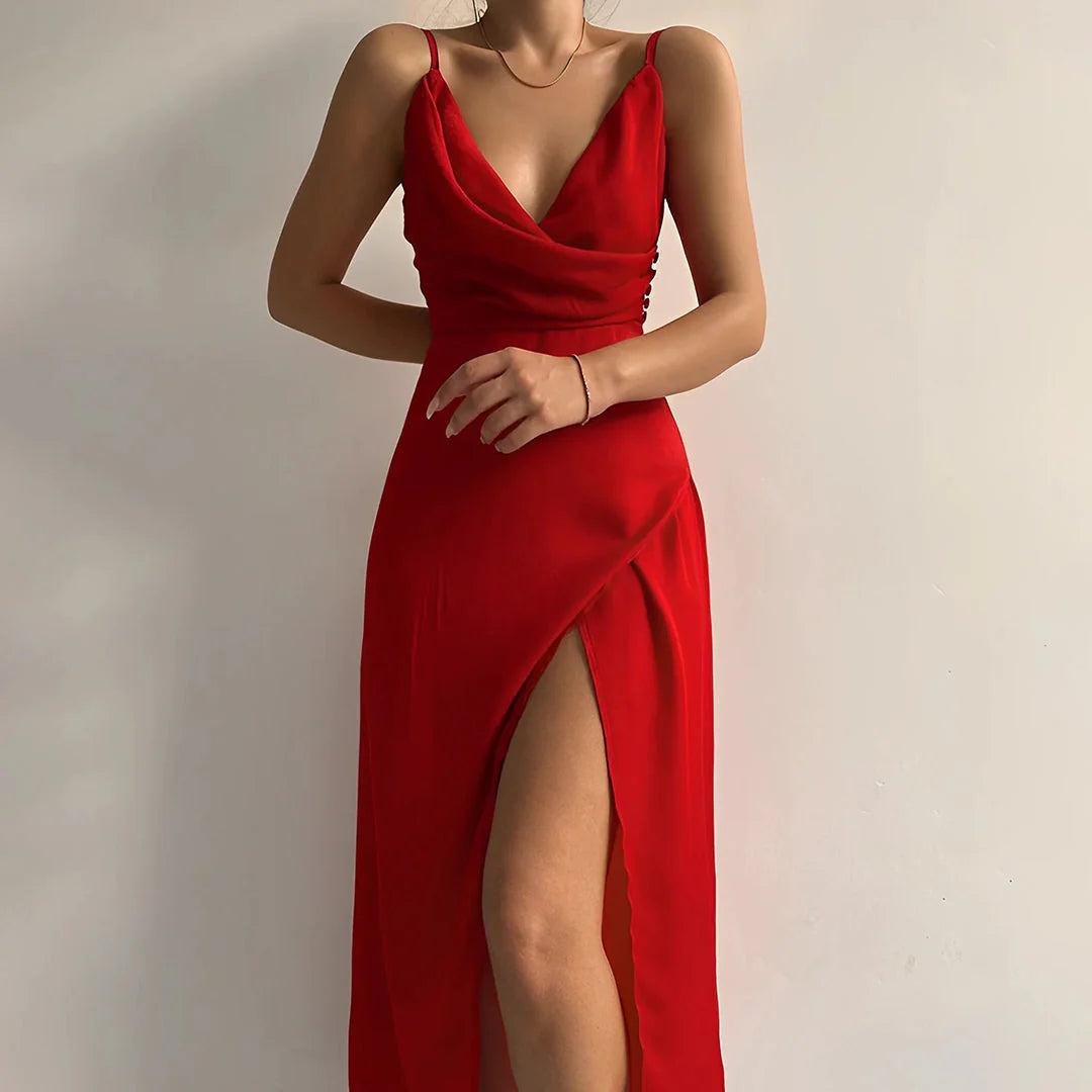 Elegante vestido con apertura ALBI - Vestidos - vista trasera
