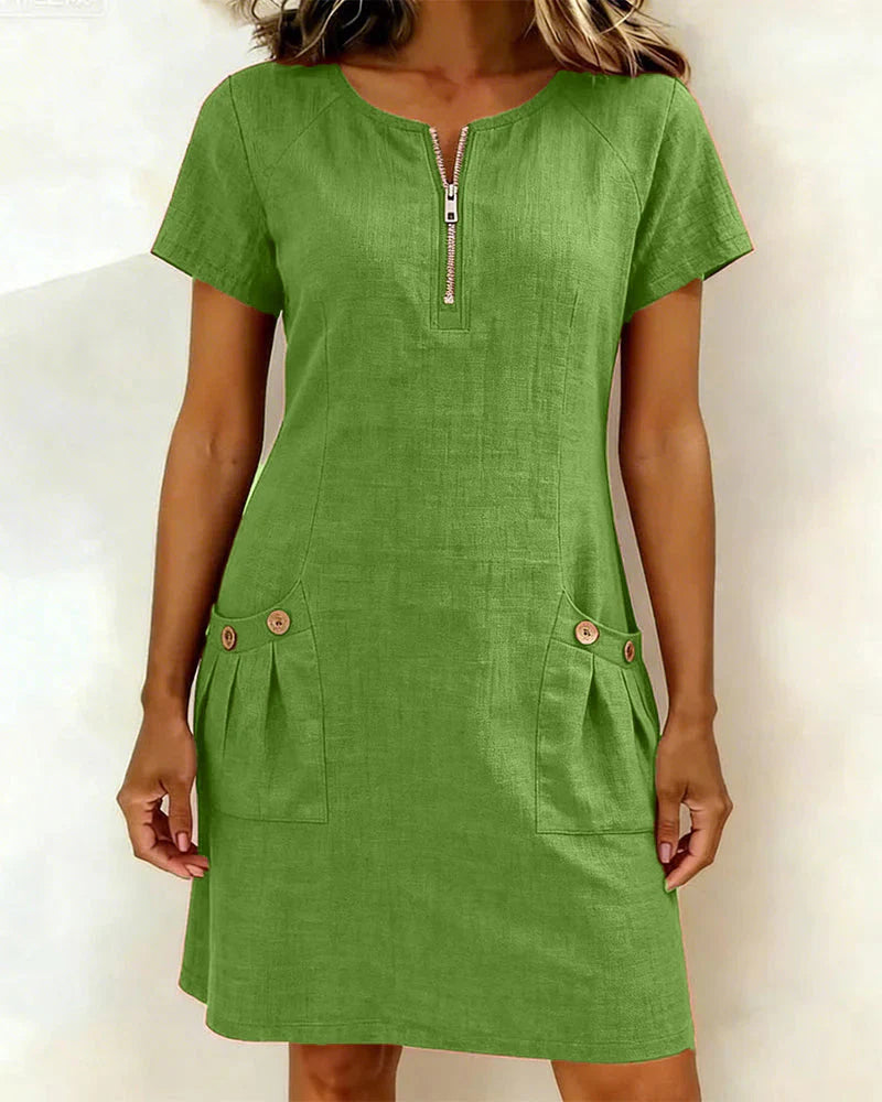ALBI | Vestido de corte recto para mujer, de manga corta