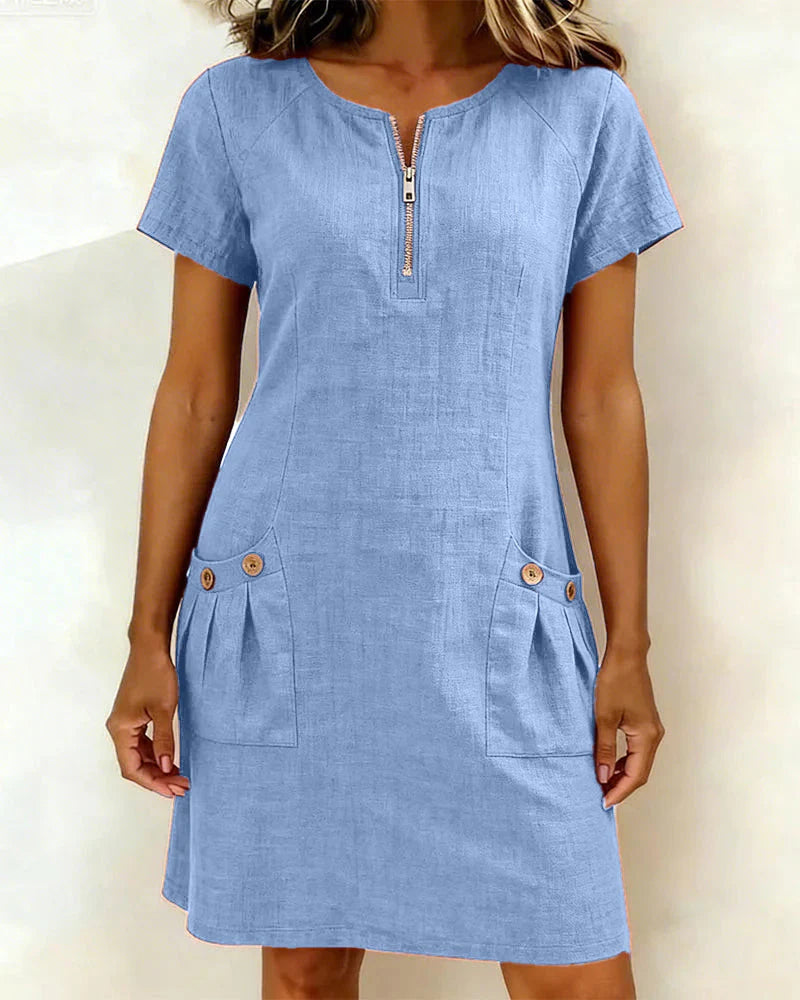 ALBI | Vestido de corte recto para mujer, de manga corta