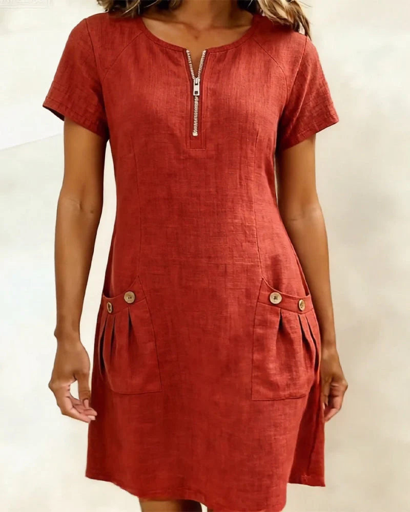 ALBI | Vestido de corte recto para mujer, de manga corta