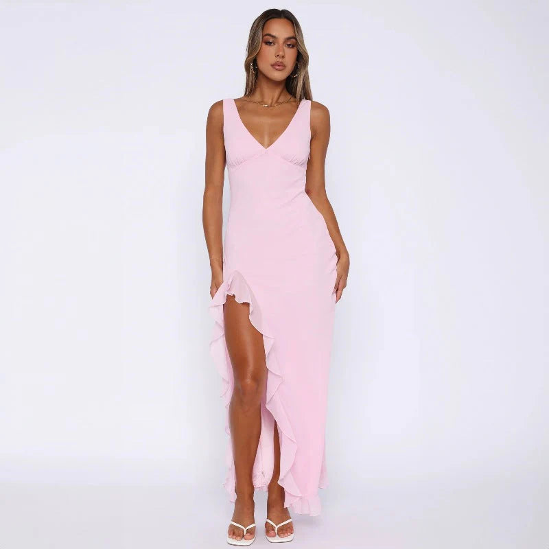 Vestido veraniego con apertura ALBI - Vestidos - puesto en modelo