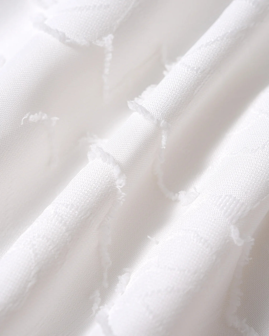 ALBI | Vestido largo lencero de jacquard blanco con cruz en forma de X