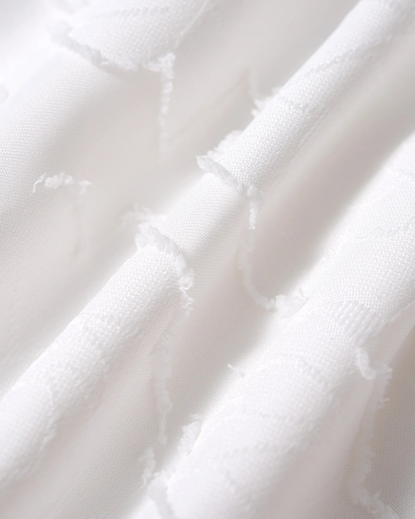 ALBI | Vestido largo lencero de jacquard blanco con cruz en forma de X
