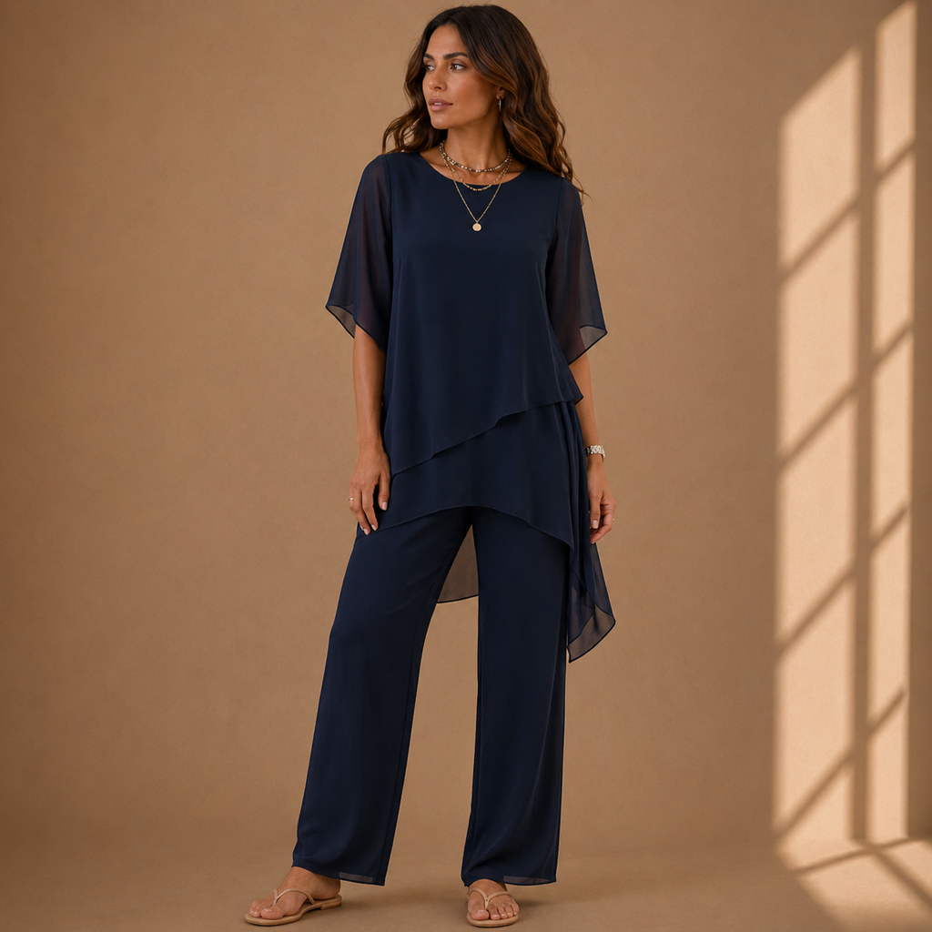 Conjunto de dos piezas con top de varias capas y pantalón ALBI - Conjuntos de ropa - foto principal