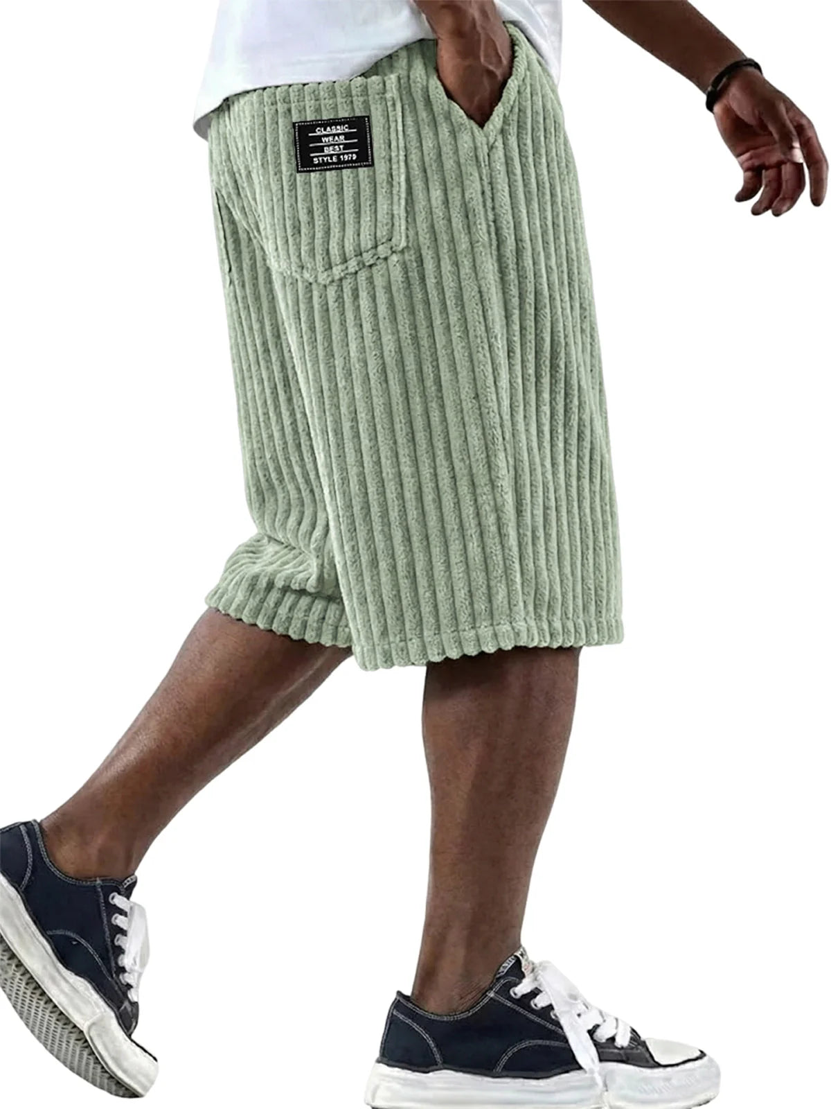 Pantalones cortos de pana con detalles bordados ALBI - vista lateral