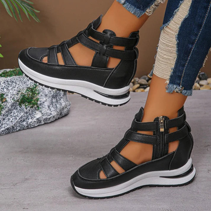 Cuñas cómodas y ligeras con cremallera lateral ALBI - Sandalias - detalle de tejido